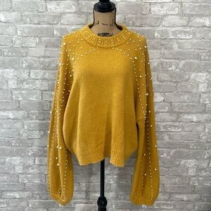 ACOA Puff Sleeve Pearl Sweater